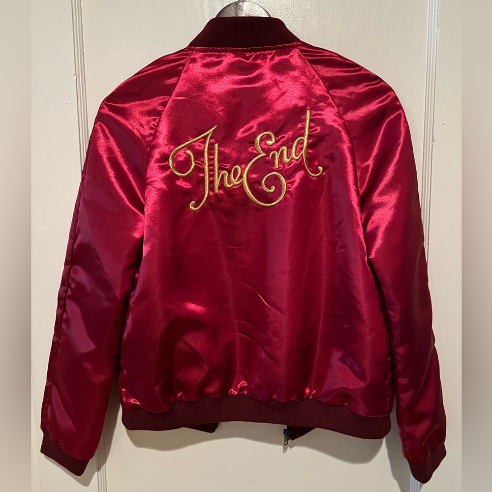 Valfre “The End” red satin bomber jacket size Small